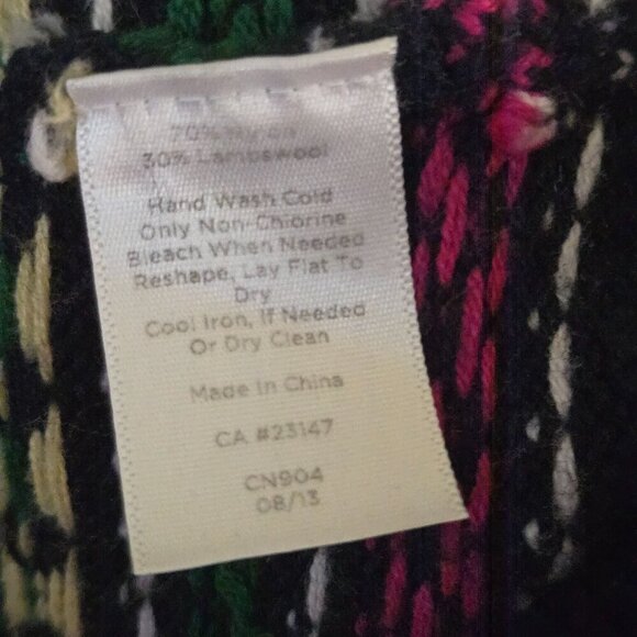 Talbots Fairisle Navy Colorful Subtle Sequined Crewneck Cardigan Sweater Size Mp - Picture 5 of 5